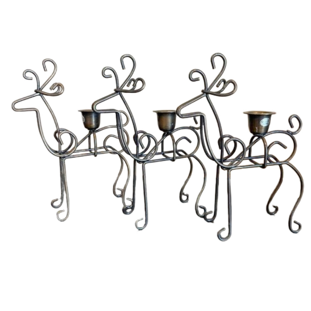 Royal Highlights Metal Reindeer Candleholders (Set of 3)